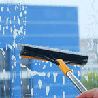 Long Handle Floor Scrub Brush with Rotating Head and Squeegee Blade All Vera Mart