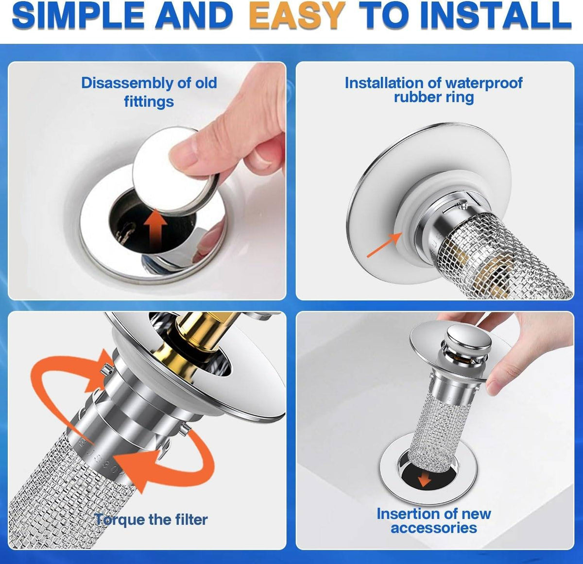 Sink Drain Stopper with Stainless Steel Mesh and Silicone Seal, Odor Blocking All Vera Mart