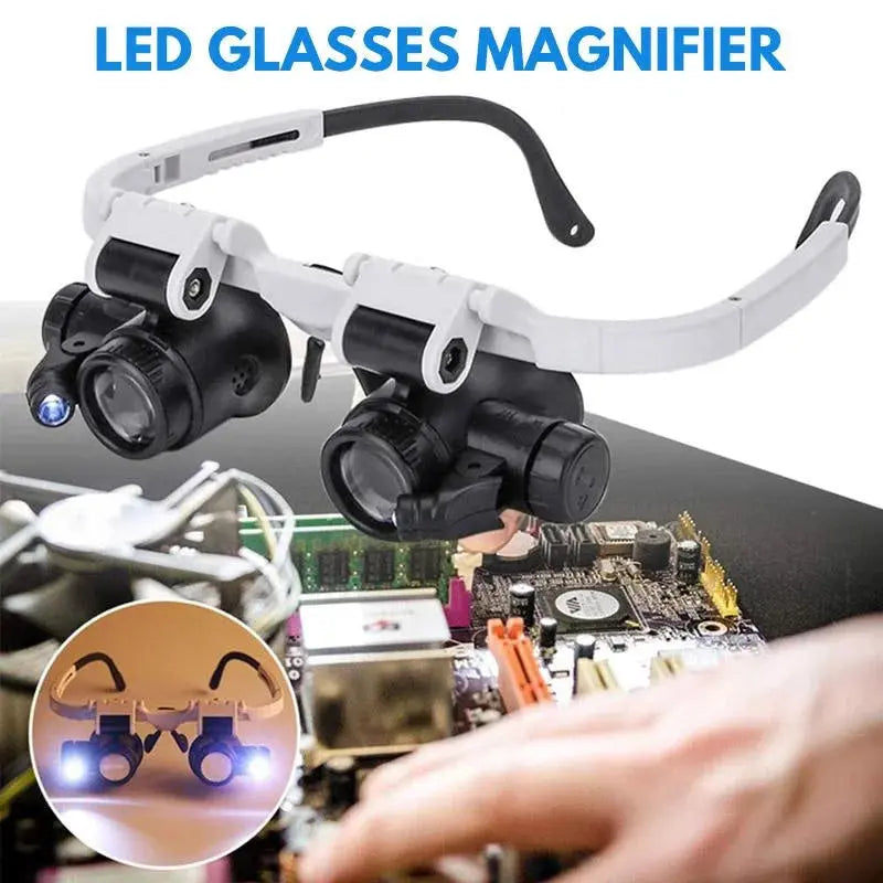 LED Headband Magnifier with 8x 15x 23x Lenses and Dual Adjustable LEDs, Detachable Frame All Vera Mart