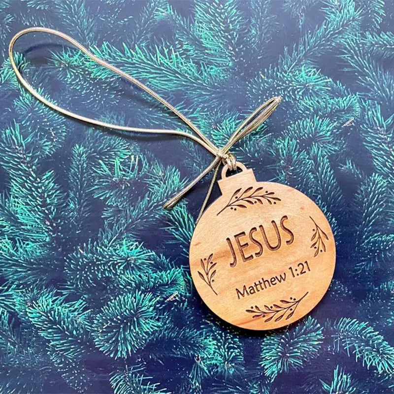 Wooden Advent Ornaments with Name-Themed Scripture Cards and Hanging Cord All Vera Mart
