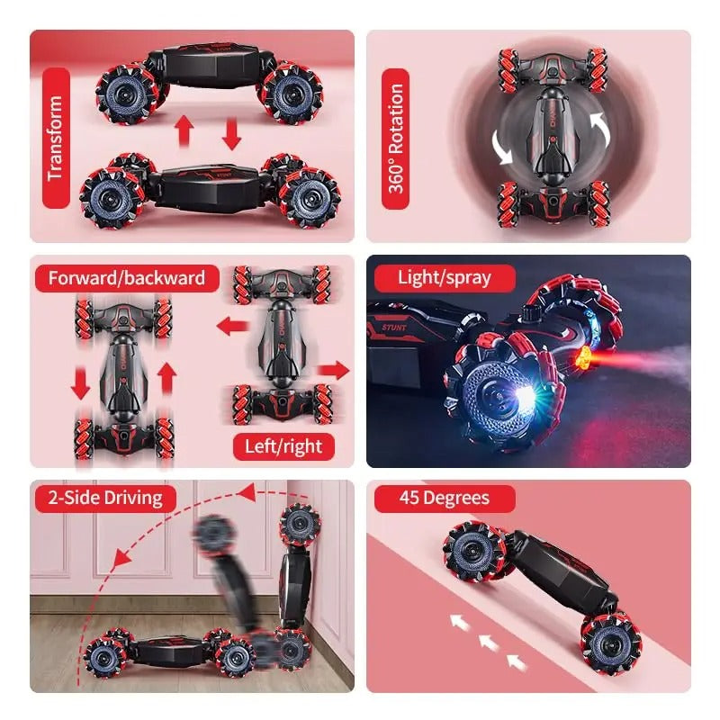 Gesture Controlled Stunt Car with Hand Gesture Watch and 2.4G Remote, Four Wheel Drive All Vera Mart