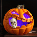 Carved Pumpkin Ornament with Skull Detail for Halloween Decoration All Vera Mart