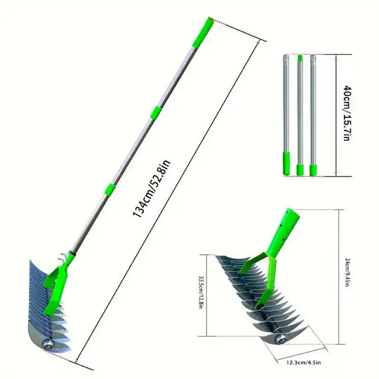 Long Reach Thatch Rake for Dethatching Dead Grass Allvera-mart