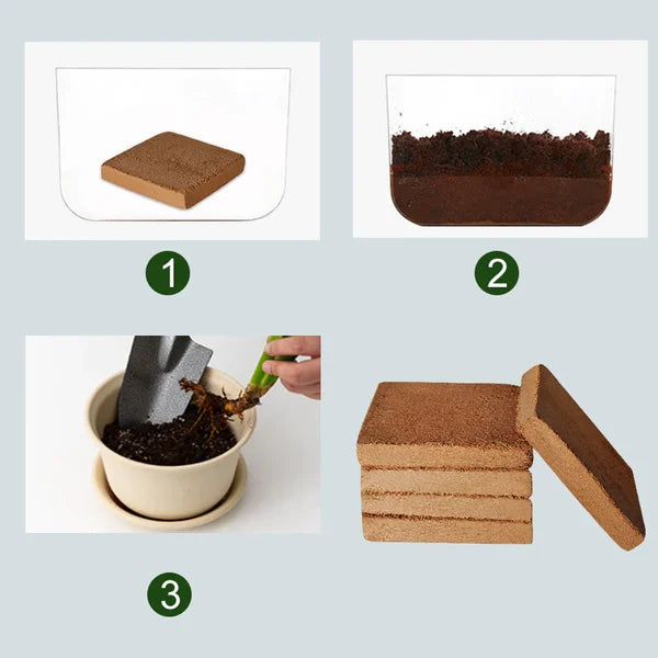 Compressed Coco Coir Block with Water Expansion and Natural Fibers for Plants All Vera Mart