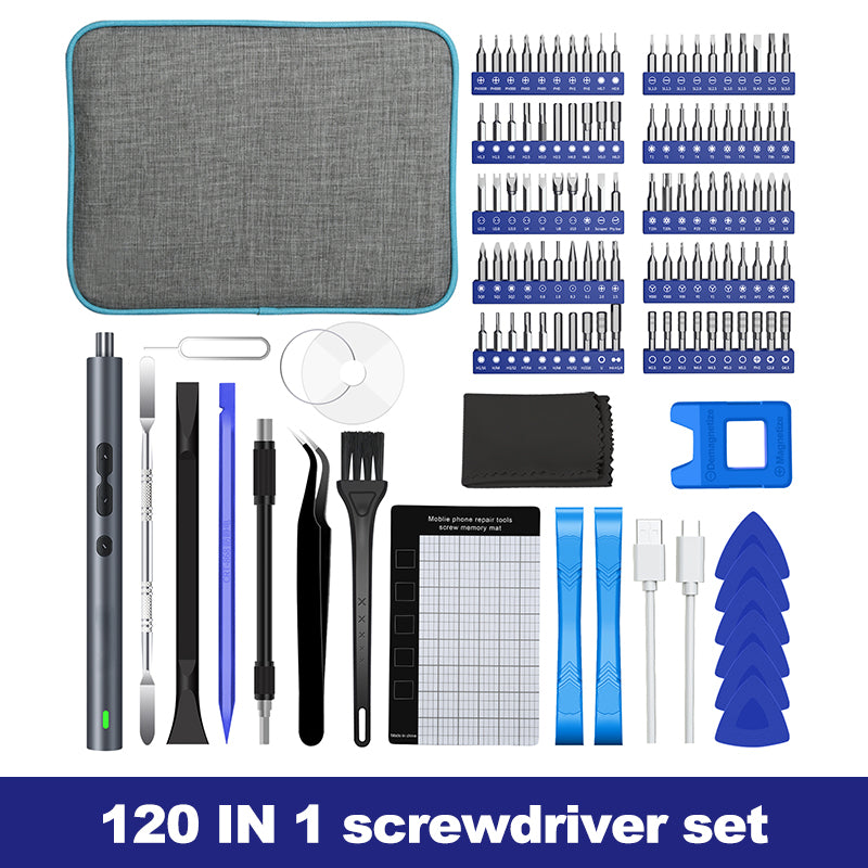 Precision Electric Screwdriver with 120 Bits and Built-in LED Lights All Vera Mart