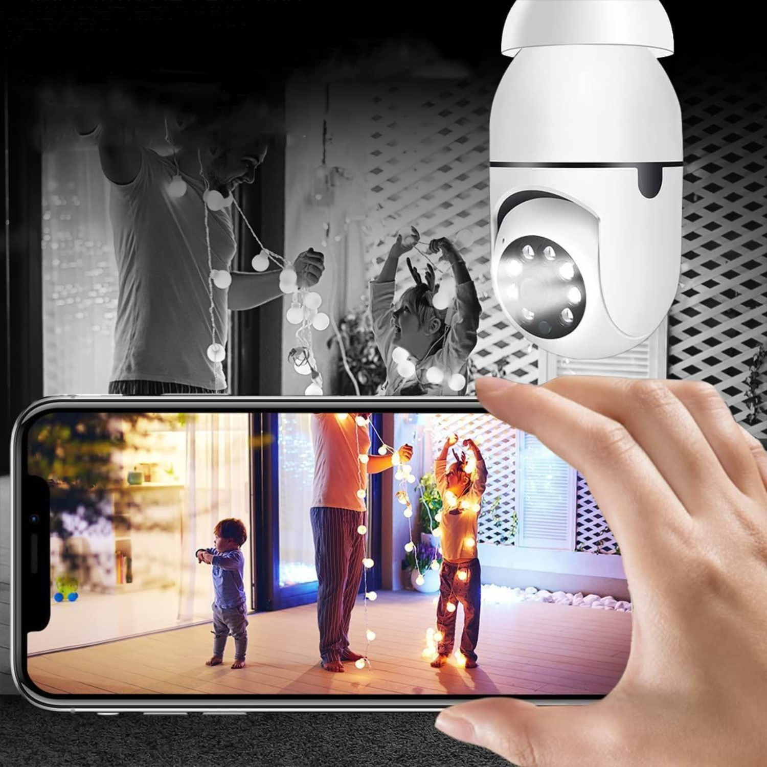 Smart Light Bulb Security Camera with 355-Degree Rotation and Night Vision All Vera Mart