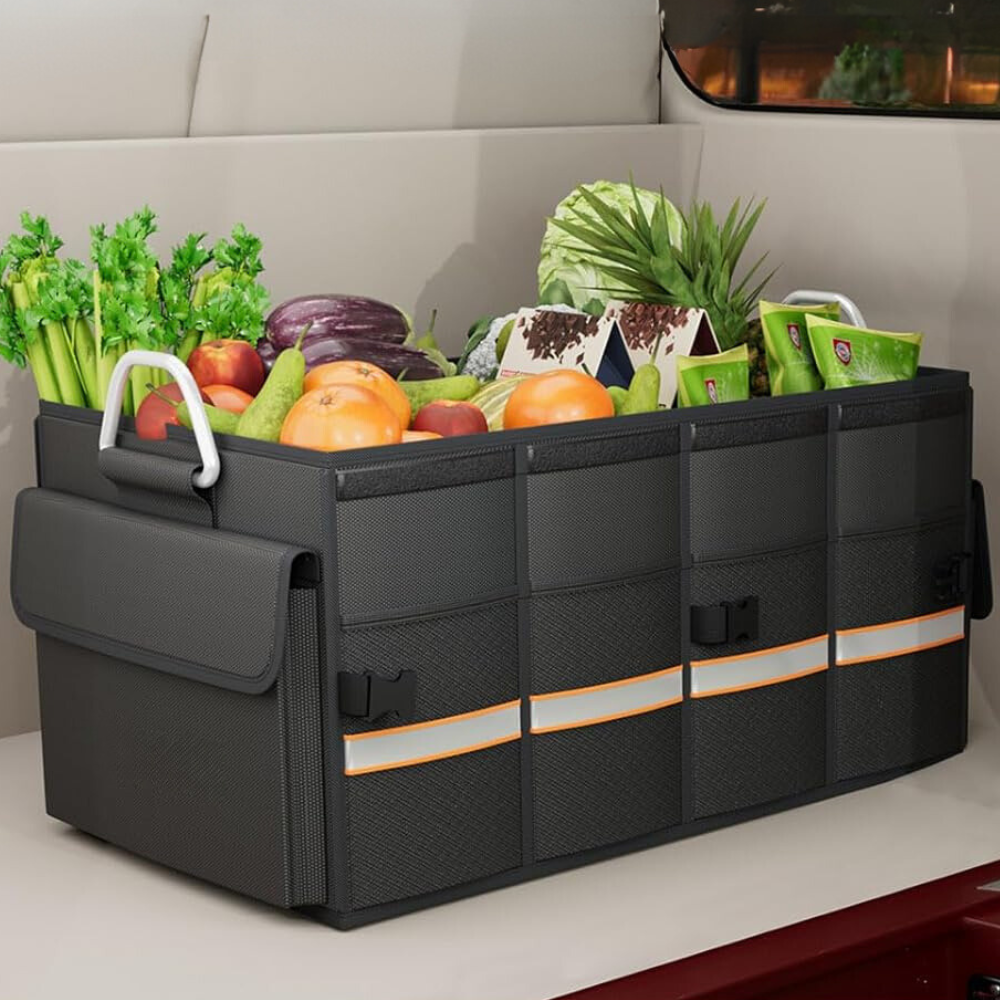 Collapsible Car Trunk Organizer with Adjustable Dividers and Moisture Resistant Base All Vera Mart