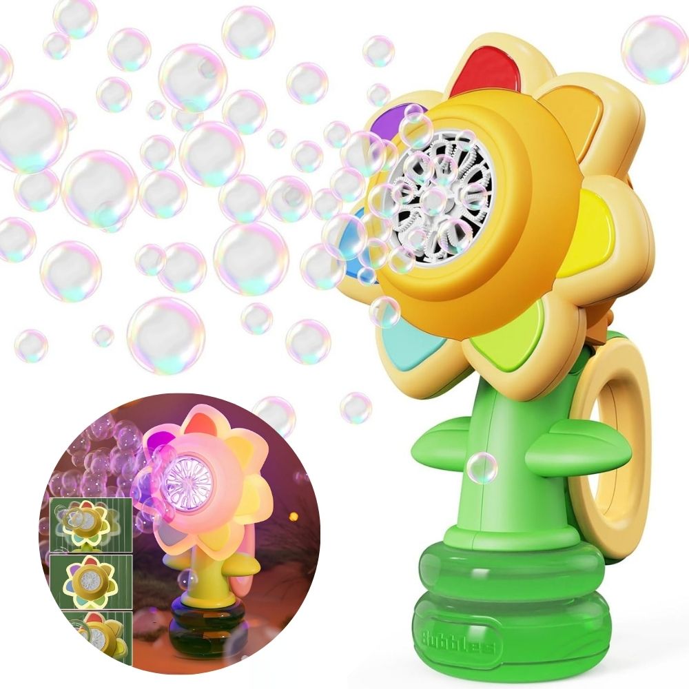 Automatic Bubble Machine with Rotating Flower Head and 7-Color LED Lights All Vera Mart