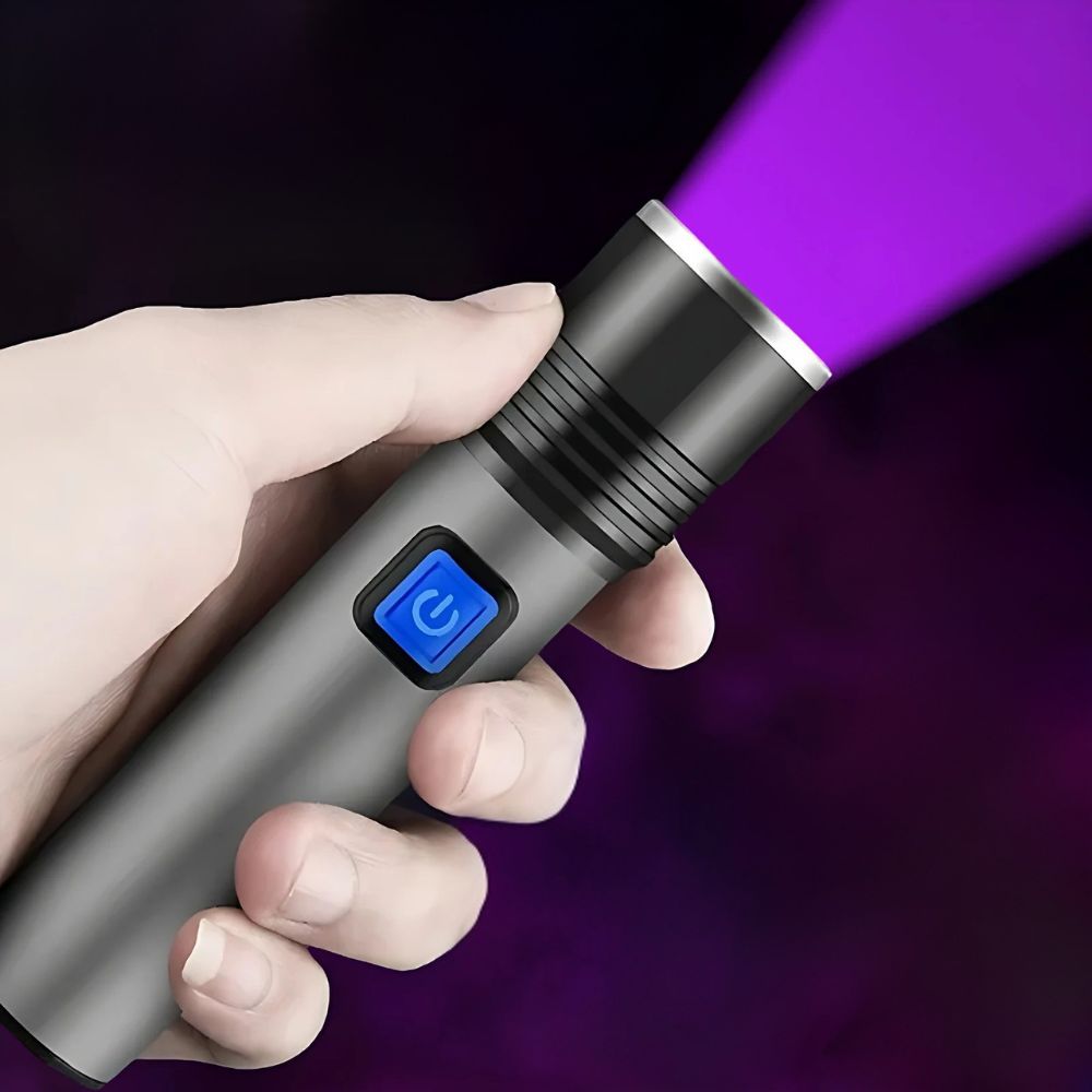 UV Flashlight with Telescopic Zoom and Three Light Modes, 395nm Wavelength All Vera Mart
