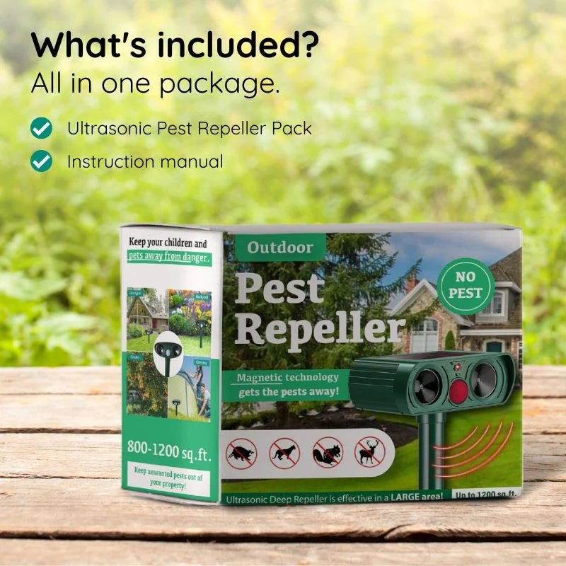 Solar Powered Ultrasonic Animal Repeller with Motion Sensor for Gardens Ponds and Lawns