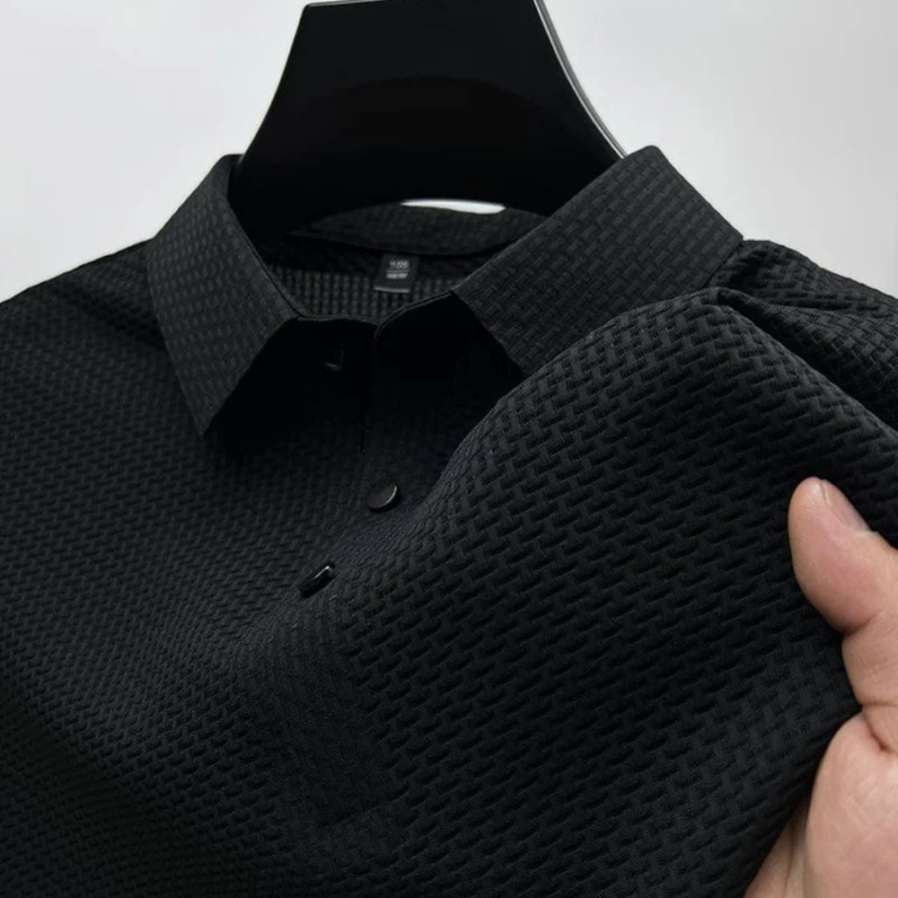 Tailored Polo Shirt with Structured Collar and Cotton Blend Knit, Machine Washable All Vera Mart