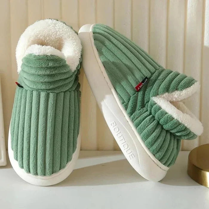 Ankle Height Fleece Slippers with Textured Grip Sole and Cushioned Footbed All Vera Mart