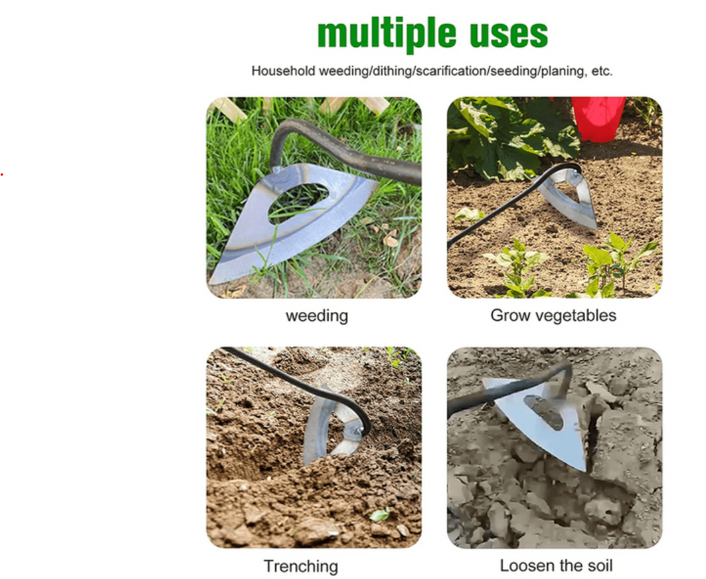 Steel Garden Hoe with Non-Slip Handle and Sharp Cutting Blade All Vera Mart
