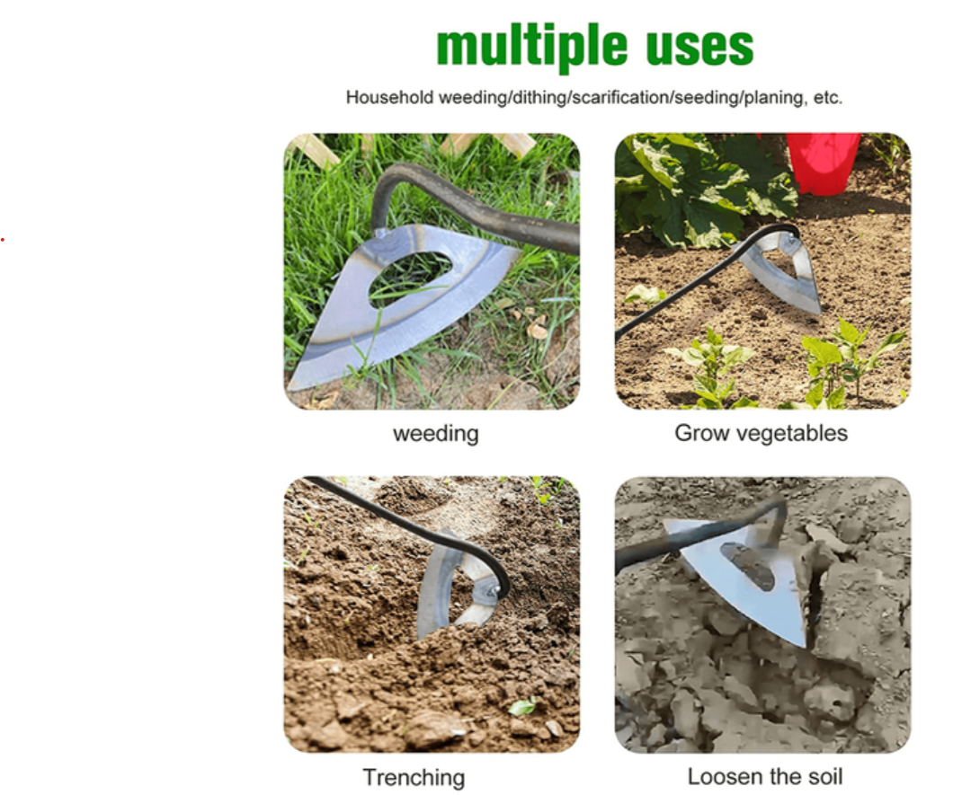 Steel Garden Hoe with Non-Slip Handle and Sharp Cutting Blade All Vera Mart