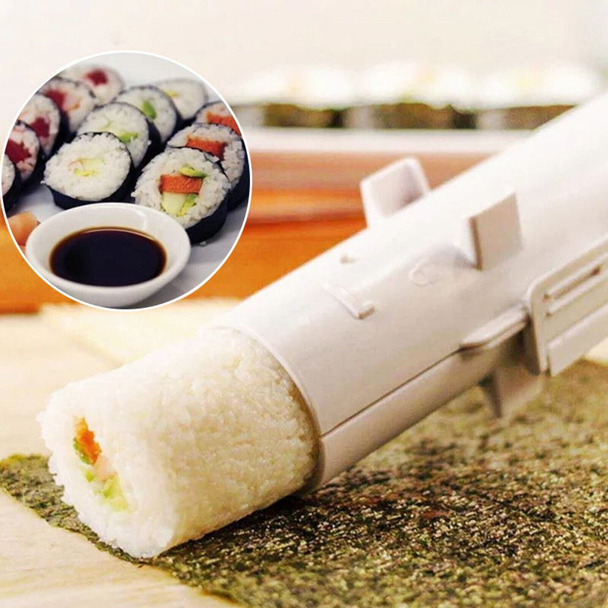 Sushi Roll Maker with Plunger Release System and Two-Piece Design All Vera Mart