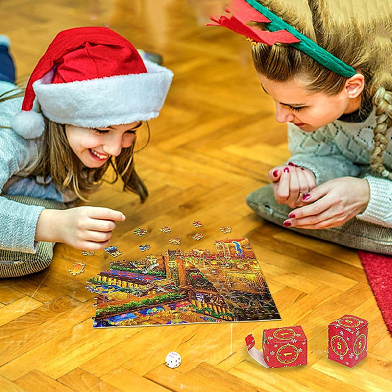 Advent Puzzle Calendar with 24 Daily Boxes and Reference Poster, 1008 Pieces All Vera Mart