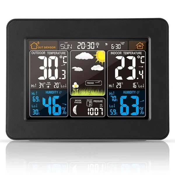 Weather Station with Wireless Outdoor Sensor and Atomic Time Sync, Color Display All Vera Mart