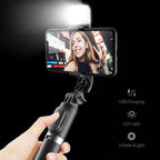 Extendable Selfie Stick with Wireless Remote and Fill Light, Tripod Base All Vera Mart