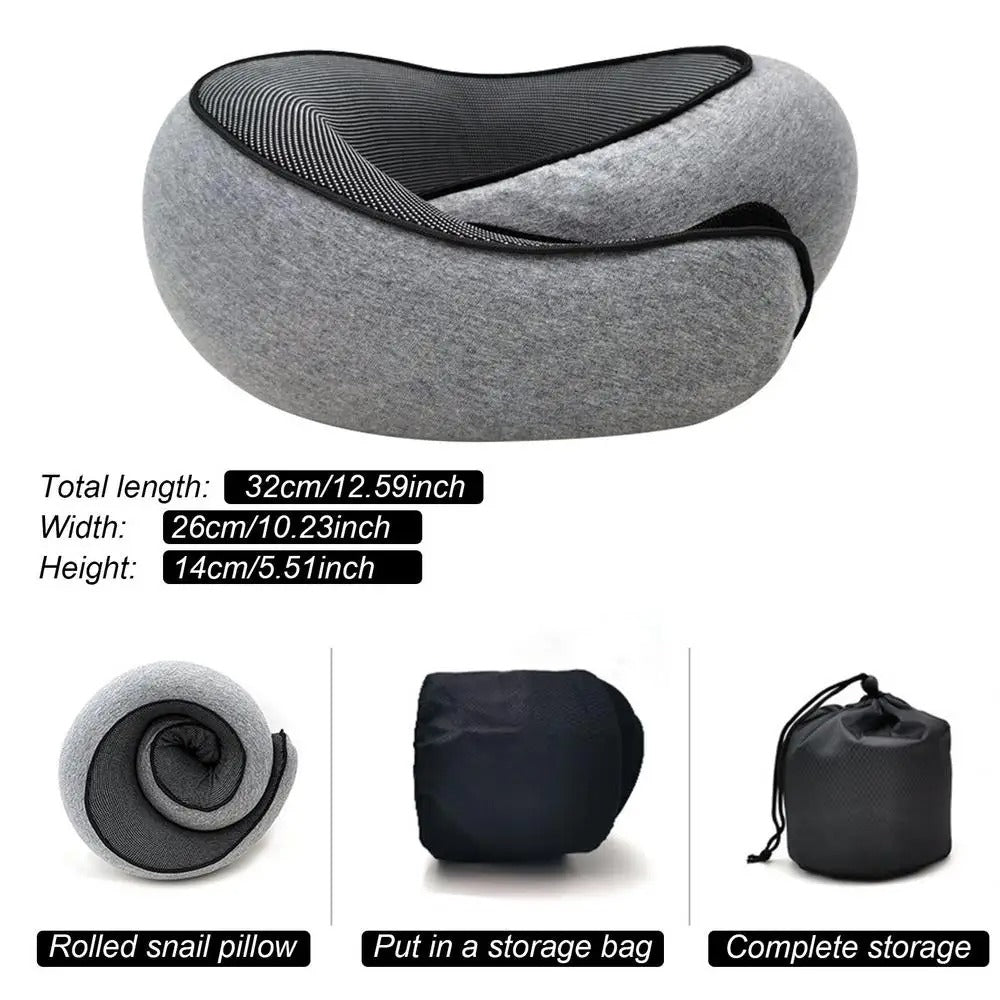 Memory Foam Neck Pillow with Adjustable Fastener and Cotton Cover, Includes Carry Bag All Vera Mart