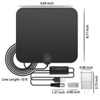 Indoor HDTV Antenna with 300 Mile Range and Signal Amplifier, 10ft Cable All Vera Mart