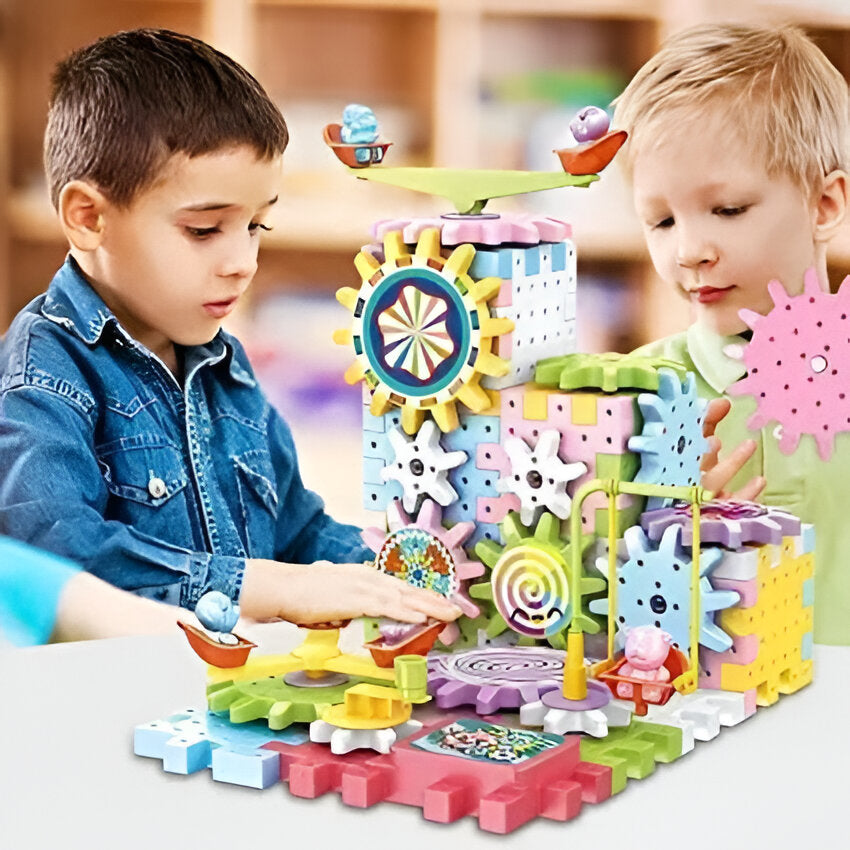 Motorized Gear Building Blocks Set with 83 Pieces and Battery Motor All Vera Mart