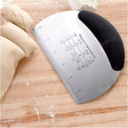 Stainless Steel Dough Scraper with Etched Measurement Markings and Handle
