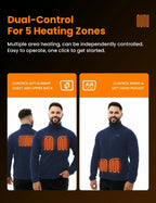 Mens Heated Fleece Jacket with Five Carbon Fiber Zones and Three Heat Levels for Outdoors