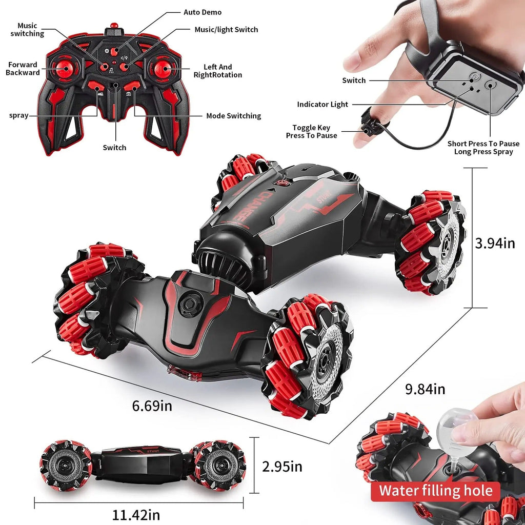 Gesture Controlled Stunt Car with Hand Gesture Watch and 2.4G Remote, Four Wheel Drive All Vera Mart