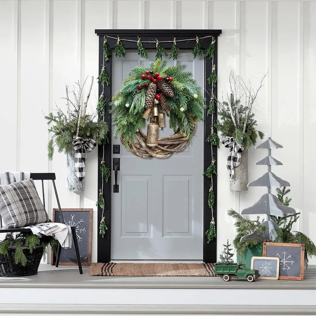 Christmas Wreath with Vine Base and Pinecone Accents, 17-Inch Handcrafted Rustic Design All Vera Mart