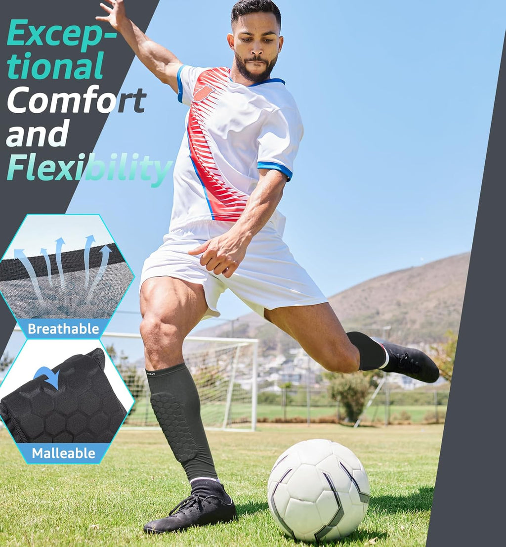 Shin Guard Sleeve with Honeycomb Foam Padding and Silicone Grip, Compression Fit All Vera Mart