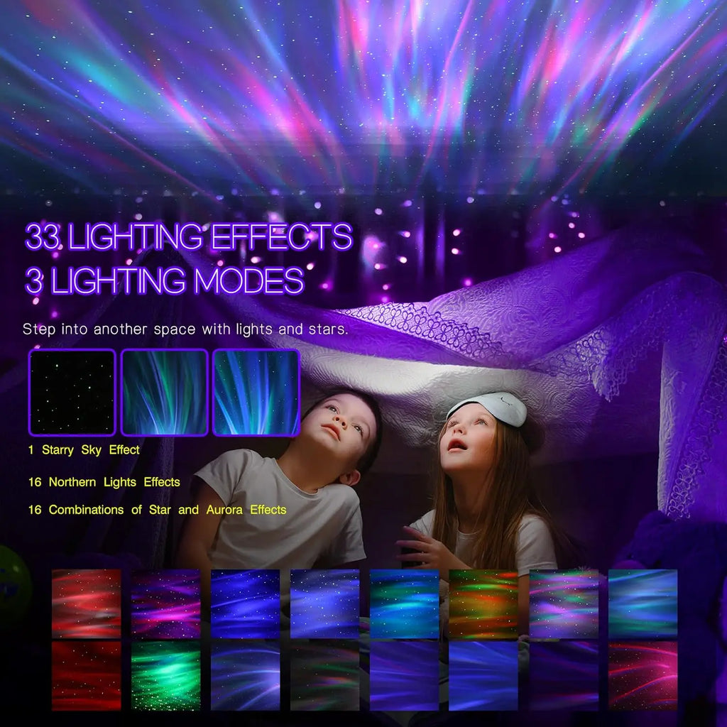 Northern Lights Projector with Built-In Speaker and Remote, Dimmable LED Effects All Vera Mart