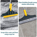Long Handle Floor Scrub Brush with Rotating Head and Squeegee Blade All Vera Mart