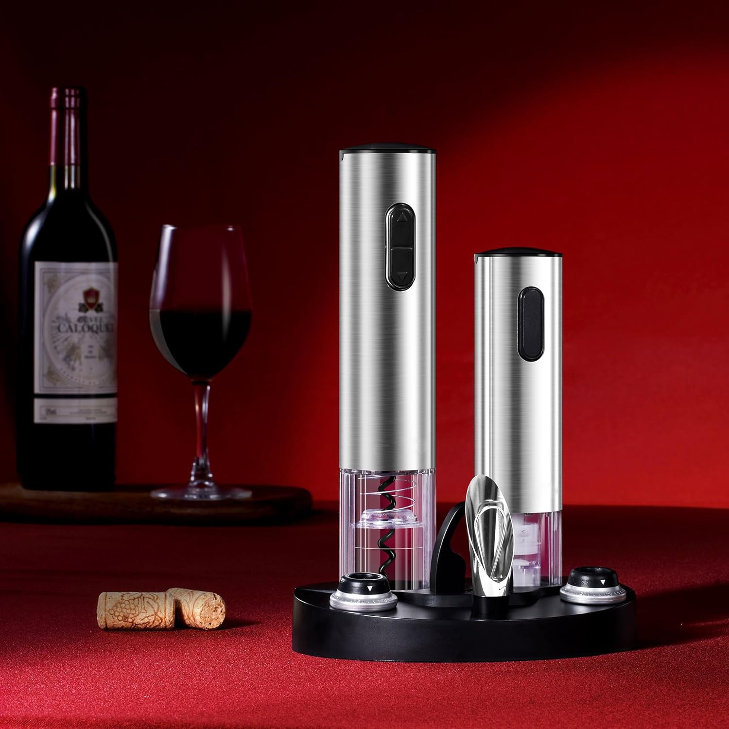 Motorized Corkscrew Opener with Vacuum Preserver and Foil Cutter, 30 Bottle Capacity All Vera Mart