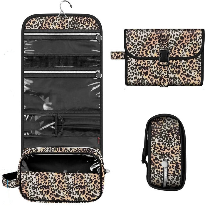 Cosmetic Storage Pouch with Transparent Panel and Metal Hook, Water Resistant All Vera Mart