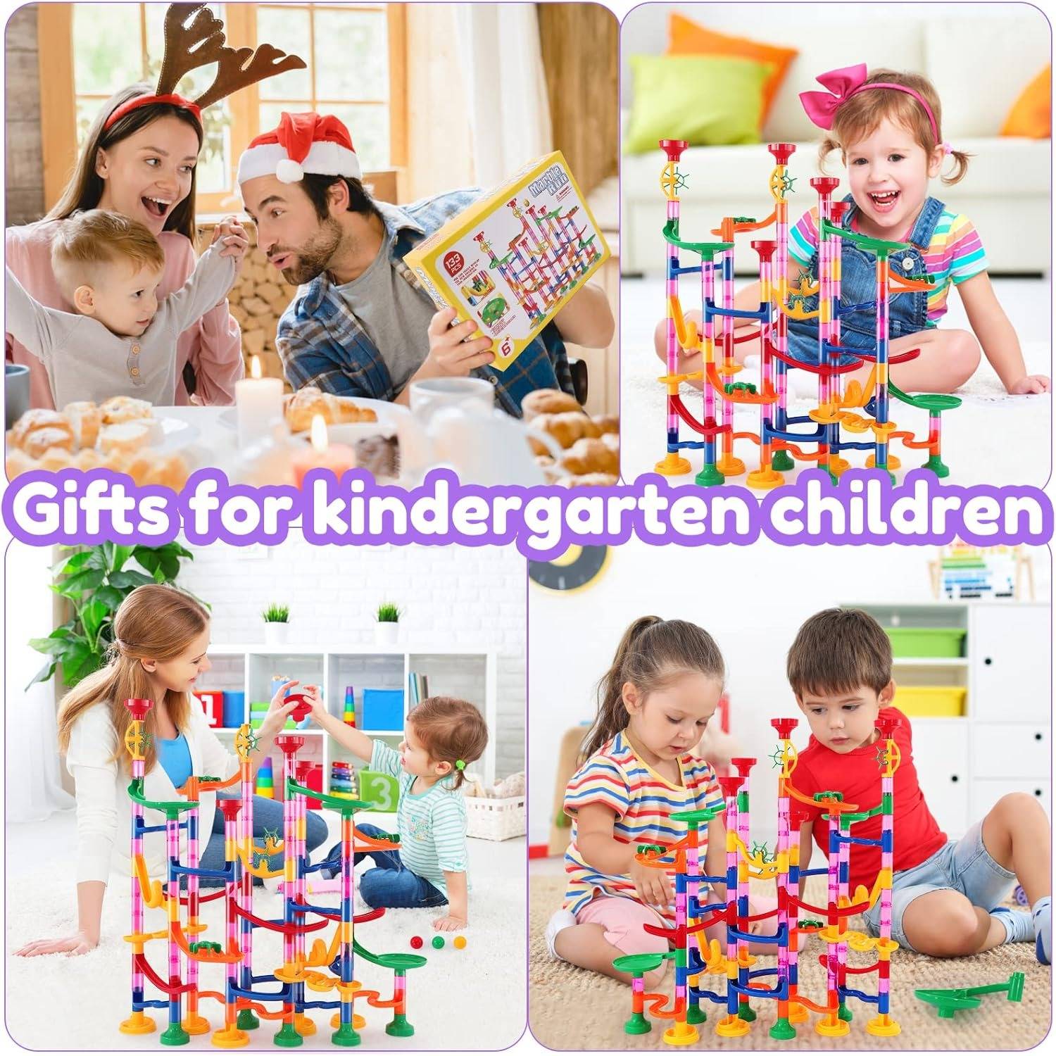 Snap-Together Marble Run with 53 Track Pieces and 30 Marbles, Translucent Design All Vera Mart