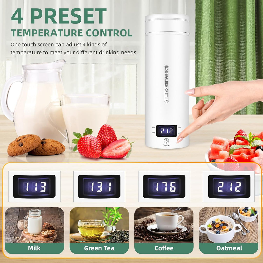 Travel Electric Kettle with Four Temperature Settings and Folding Handle All Vera Mart