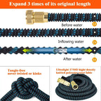 Expandable Garden Hose with Brass Fittings and Integrated Shutoff Valve, Storage Bag All Vera Mart