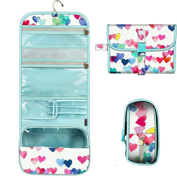 Cosmetic Storage Pouch with Transparent Panel and Metal Hook, Water Resistant All Vera Mart