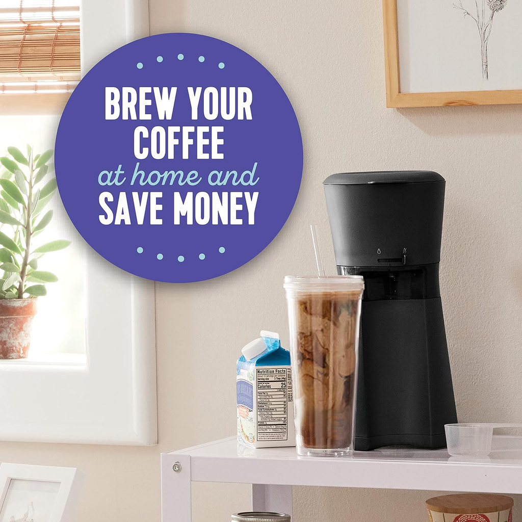 Iced Coffee Brewer with Reusable Filter and Insulated Tumbler, 4-Minute Brew All Vera Mart