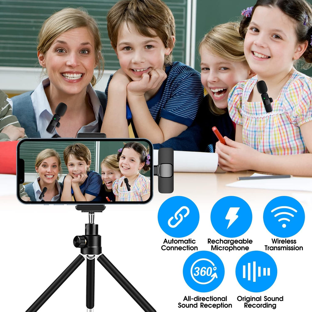 Wireless Clip-On Microphone Set with Noise Filtering and 65ft Range All Vera Mart