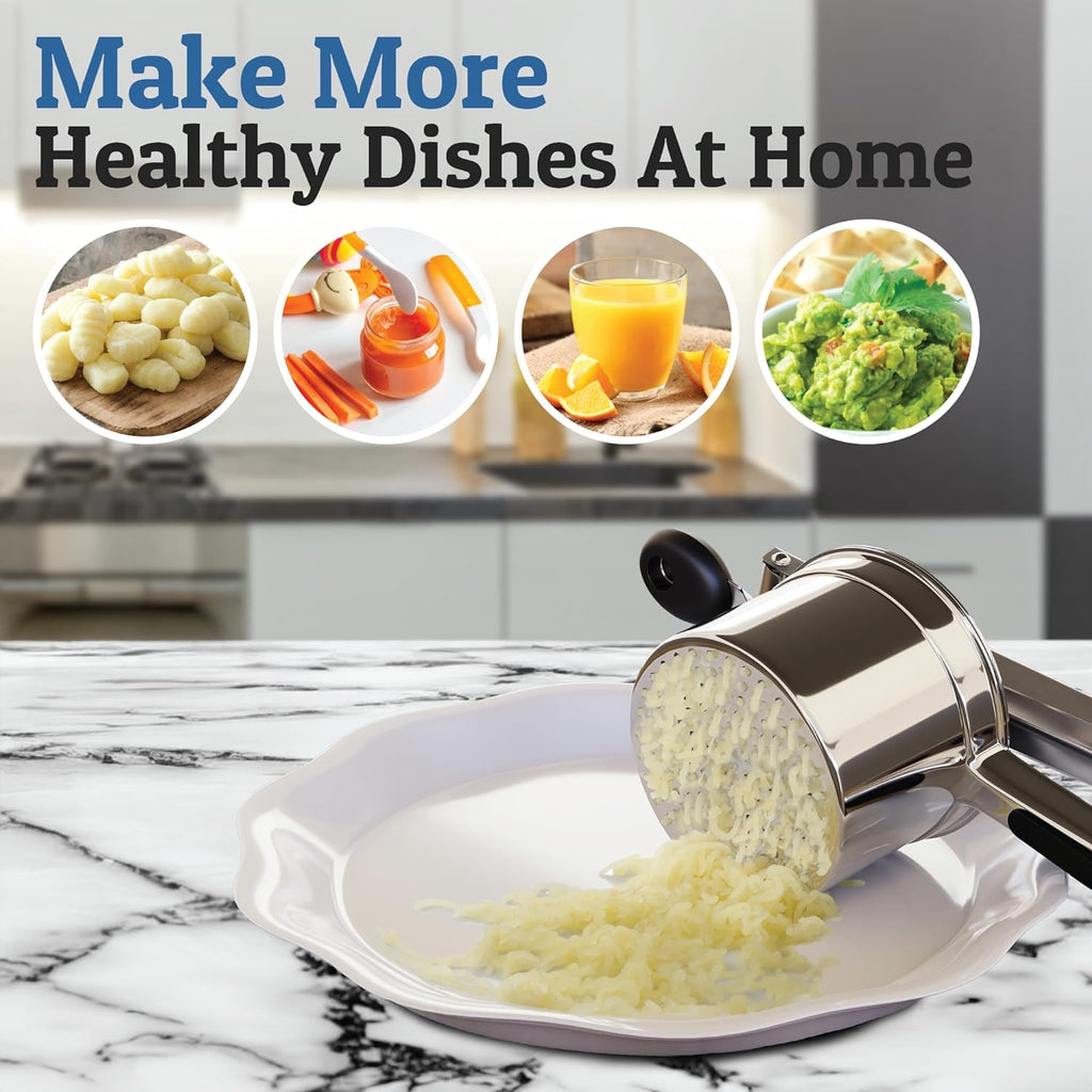 Stainless Steel Potato Ricer with Silicone Grip Handles and 3mm Holes All Vera Mart