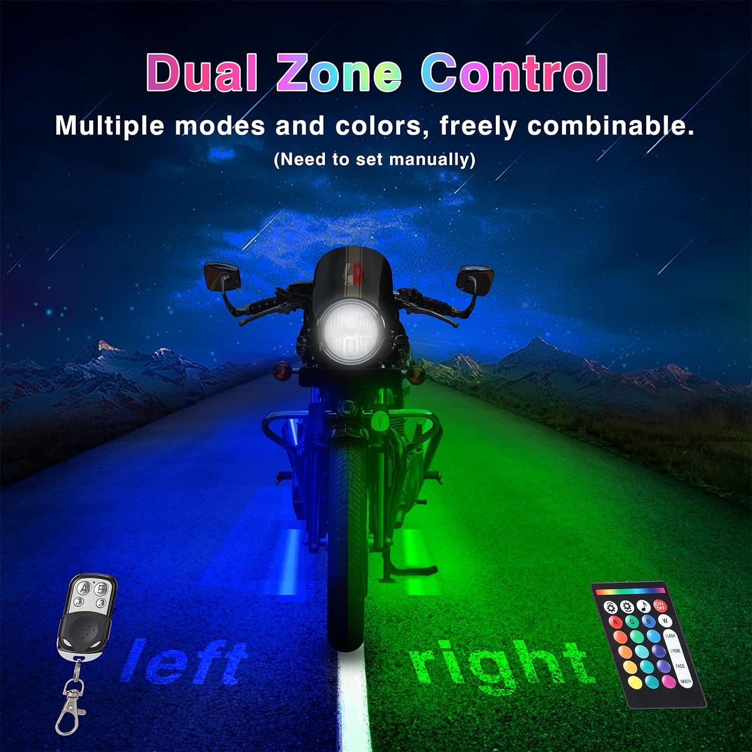 Motorcycle LED Light Kit with App Control and Brake Signal, 144 LEDs All Vera Mart