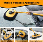 Telescopic Car Wash Brush with Rotating Head and Microfiber Bristles, 19-40 Inches All Vera Mart