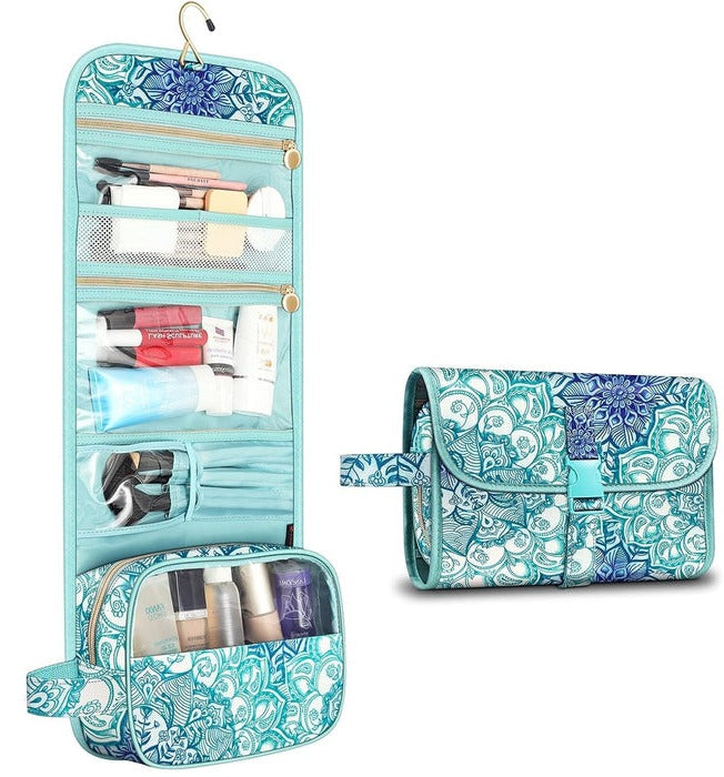 Cosmetic Storage Pouch with Transparent Panel and Metal Hook, Water Resistant All Vera Mart