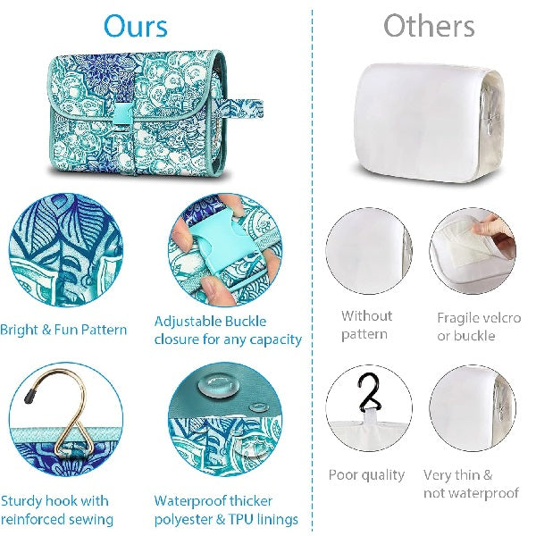 Cosmetic Storage Pouch with Transparent Panel and Metal Hook, Water Resistant All Vera Mart