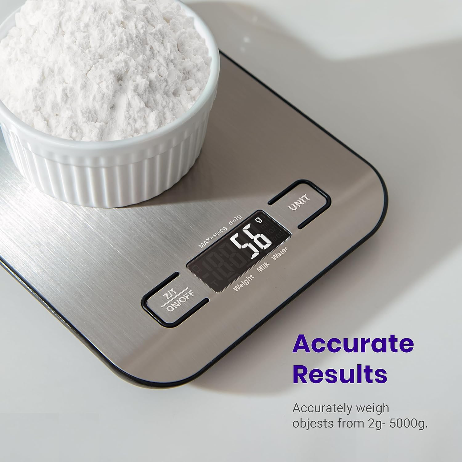 Precision Kitchen Scale with Backlit Display and Stainless Steel Platform, 5 Unit Options All Vera Mart