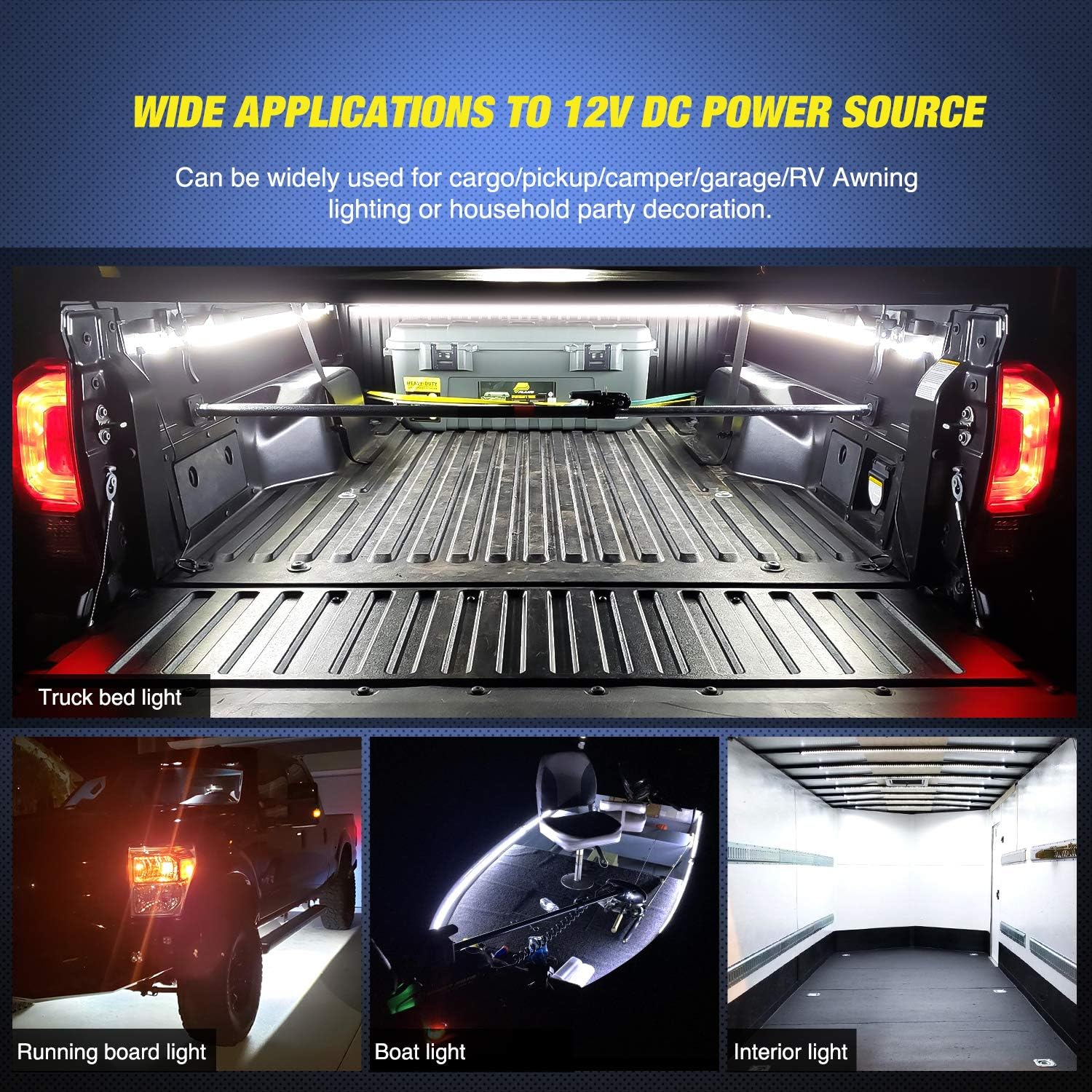 LED Truck Bed Light Strip 60 Inch with 3900 Lumens and IP67 Weather Rating All Vera Mart