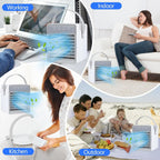 Evaporative Mist Cooler with 7-Color Night Light and 3-Speed Fan, Portable USB All Vera Mart