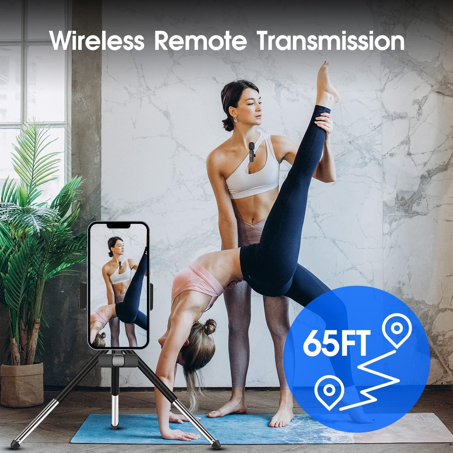 Wireless Clip-On Microphone Set with Noise Filtering and 65ft Range All Vera Mart