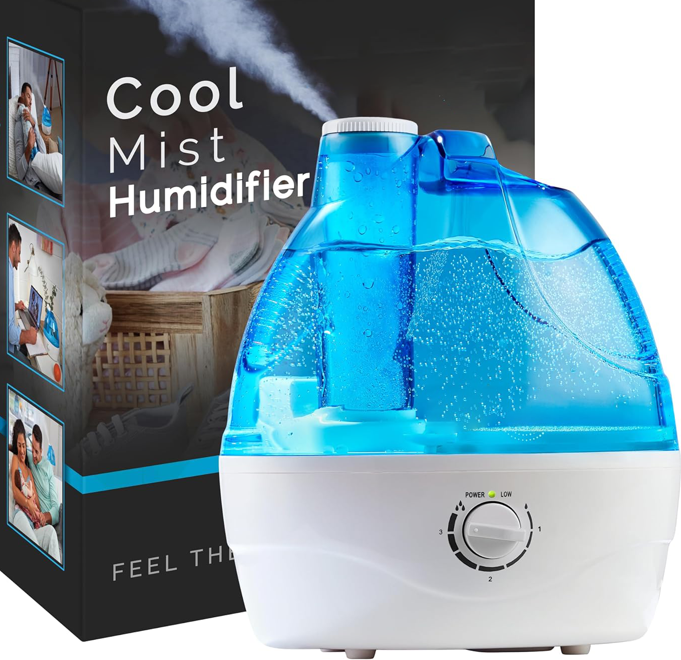 Ultrasonic Cool Mist Humidifier with 360 Rotating Nozzle and 24-Hour Runtime All Vera Mart